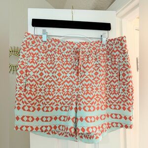 The Limited Orange and White Geometric Women's Shorts